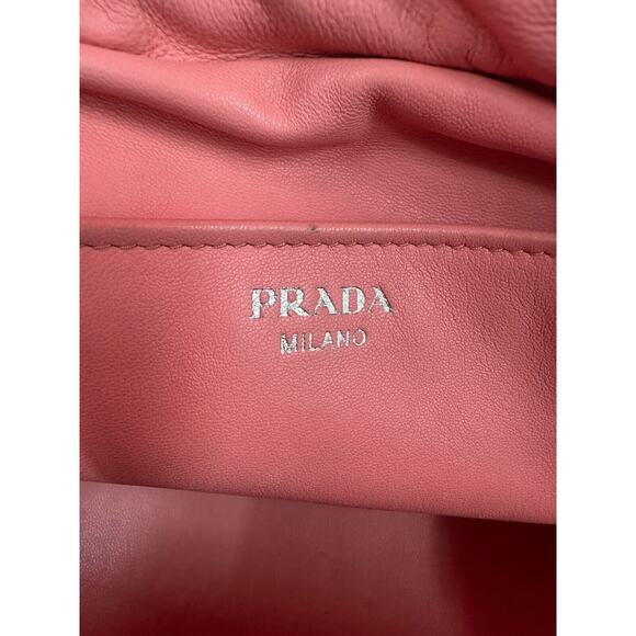 Prada Inside Bauletto Soft Taupe & Pink Calfskin Stylish Shoulder Crossbody Bag - Picture 15 of 16